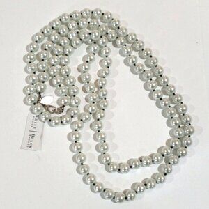 White House Black Market Silver Beaded 54" Long Necklace Women's Fashion Jewelry